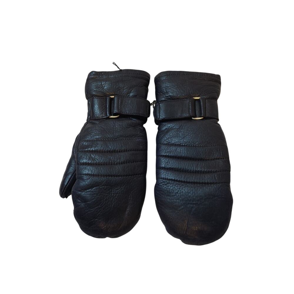 Vtg LL Bean Sta-Soft Deerskin Medium Blue Or Black Mittens